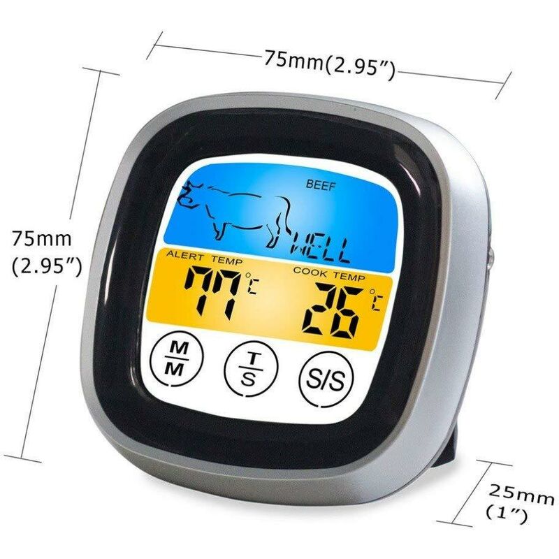 Feu vert au four Laisser dans le thermomètre à viande Lecture instantanée,  2 en 1 thermomètre alimentaire à double sonde numérique avec fonction  d'alarme compatible avec la cuisson, barbecue