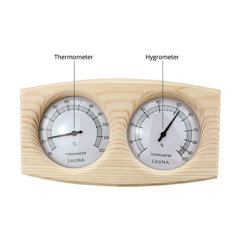 Thermomètre analogique à alcool - Sauna - Plaque pin massif