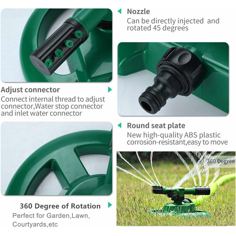 2 pièces Tête d'arrosage automatique rotative avec trépied, support  télescopique, pulvérisateur d'irrigation, rotation à 360 °