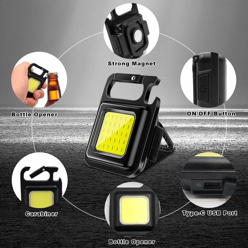 BORUIT V5 Mini lampe de poche LED rechargeable, 500 lumens en alliage  d'aluminium lampe de poche magnétique avec clip, ipx5 étanche pour la  randonnée en plein air Camping urgence : : Bricolage