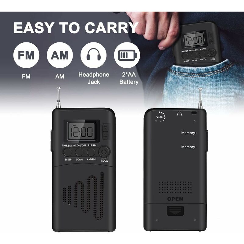 Acheter Radio de poche Radio FM AM à piles, petite avec une excellente  réception, haut-parleur, prise casque, petite radio avec piles AA
