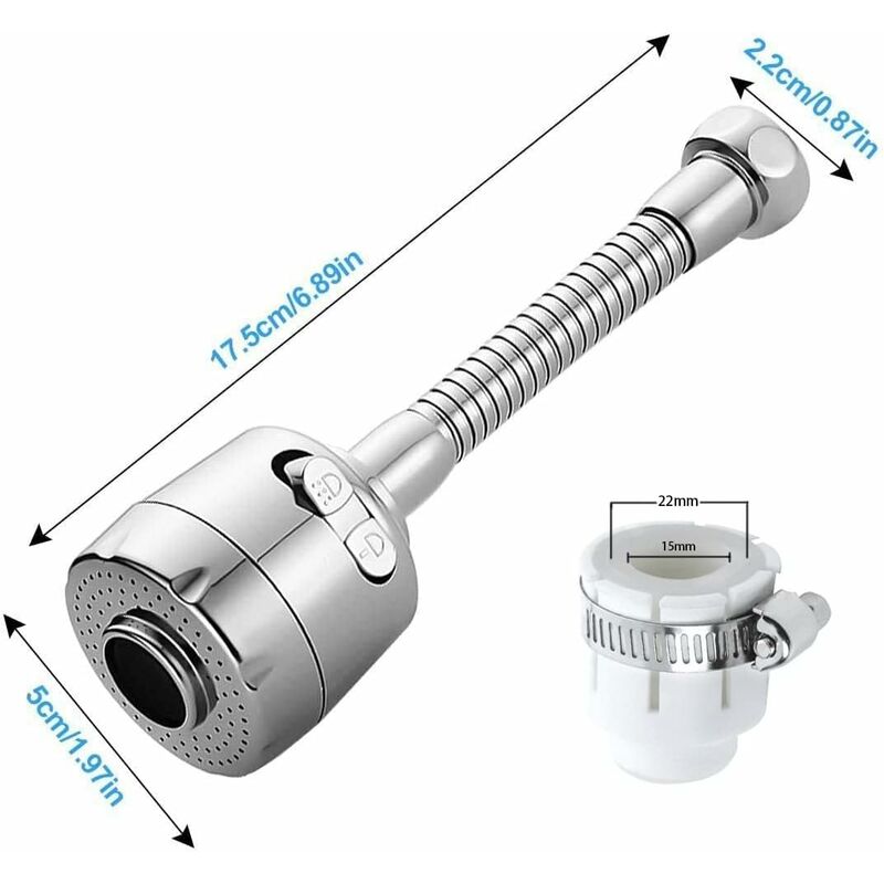 Aérateur de robinet Flexible mobile, 3 Modes, tête de douche, diffuseur,  buse rotative, Booster réglable, connecteur