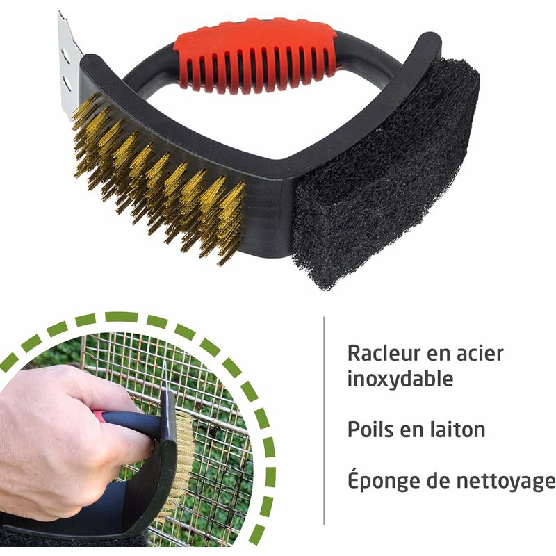 Brosse de four à pizza Fil d'acier Brosse de nettoyage de pierre à pizza  avec nettoyant pour four racleur