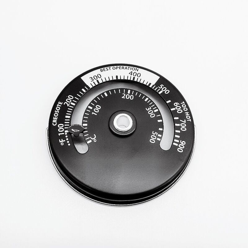 158 Thermomètre à tuyau pour tuyau de poêle - magnétique - aluminium - noir
