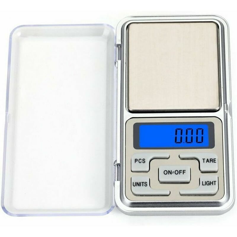 Relaxdays Balance de précision portable, Microbalance de poche, Mini, Bijoux,  Or, jusqu'à 200 g, Graduée 0,01 g, Argenté