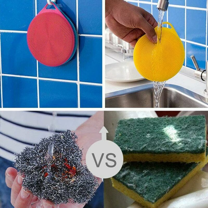 Eponge anti bactérien colorée en silicone pour vaisselle - OuistiPrix
