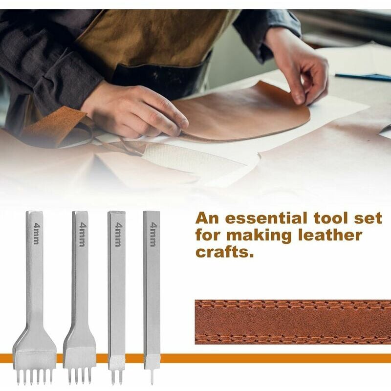Kit Outils Perforatrice 4 Pcs DIY Cuir Kit Outils Perforatrice pour  Artisanat du Cuir Griffe (4mm)