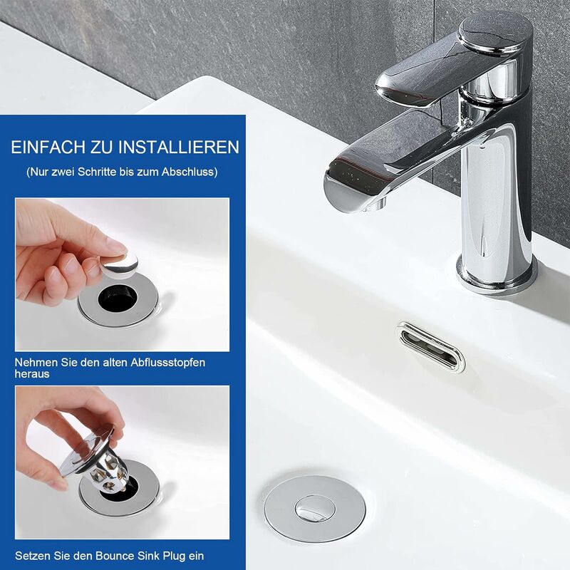 Bouchon lavabo, Universel Pop Up étanche Anti-colmatage Anti-Odeur Bonde de  Lavabo vidange Valve évier Bouchon Fermeture pour éviers de comptoir