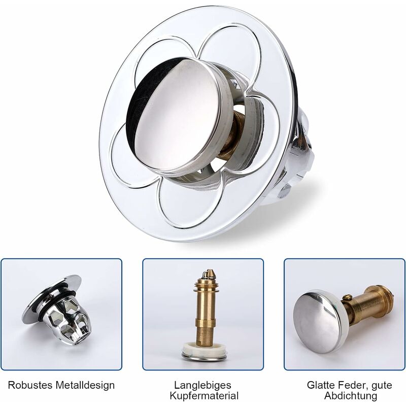 Bouchon lavabo, Universel Pop Up étanche Anti-colmatage Anti-Odeur Bonde de  Lavabo vidange Valve évier Bouchon Fermeture pour éviers de comptoir