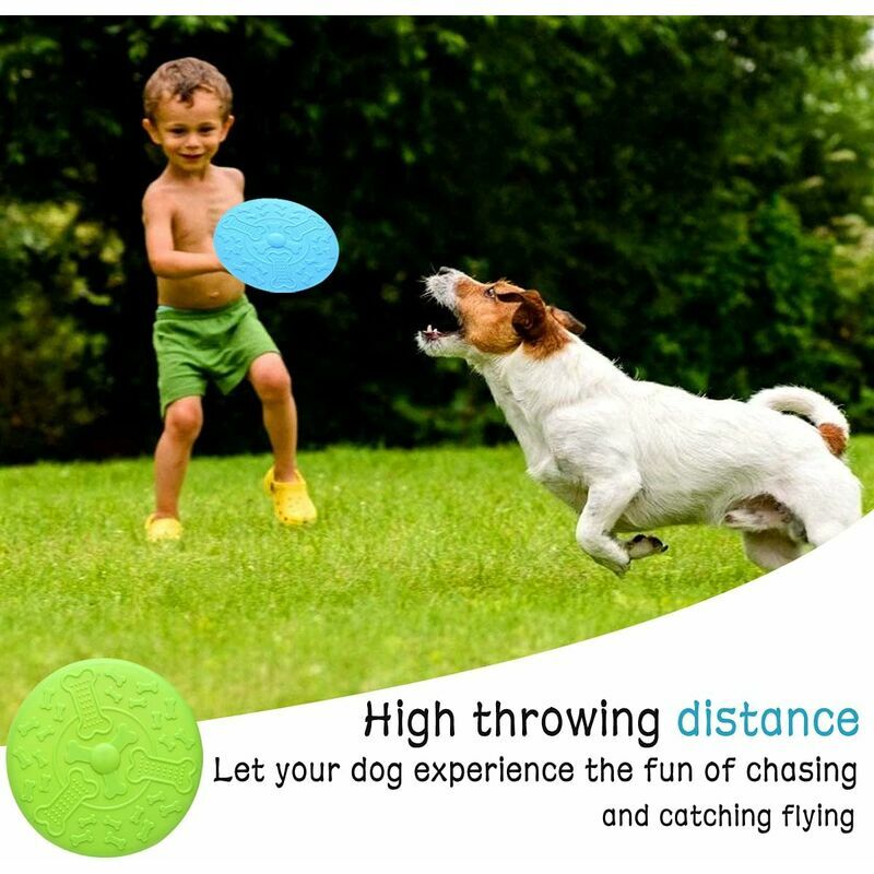 2 Pièces Frisbees pour Chien,Disque ChienØ 18cm,Frisbee pour Animaux,Disque  Volant en Caoutchouc pour Jeux Sport Exercice Activité et Jeu en Plein(Bleu ,Vert)，