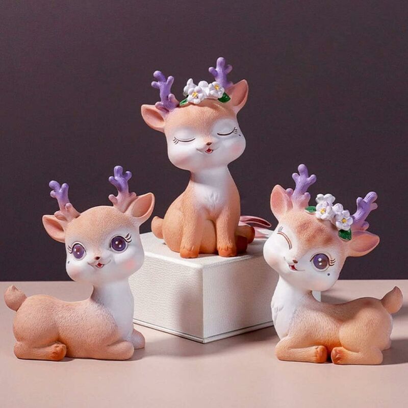 Smosyo Lot de 6 figurines miniatures d'animaux de la forêt - Motif cerf -  Jouet éducatif - Décoration de gâteau