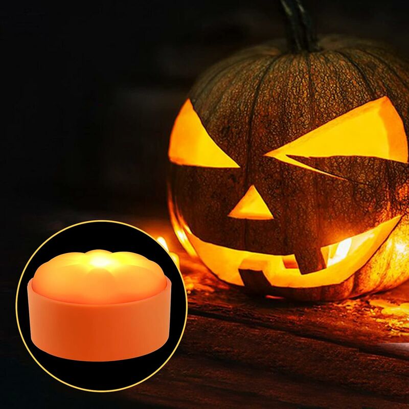 12 Packs De Bougies Chauffe-plat Orange Pour Halloween, Bougies Led  Alimentées Par Batterie, Petites Lumières De Citrouilles Avec Ampoule  Blanche Chaude, Sans Flamme, Fausses Bougies Électriques Réalistes Pour  Halloween, Lanternes De Citrouilles