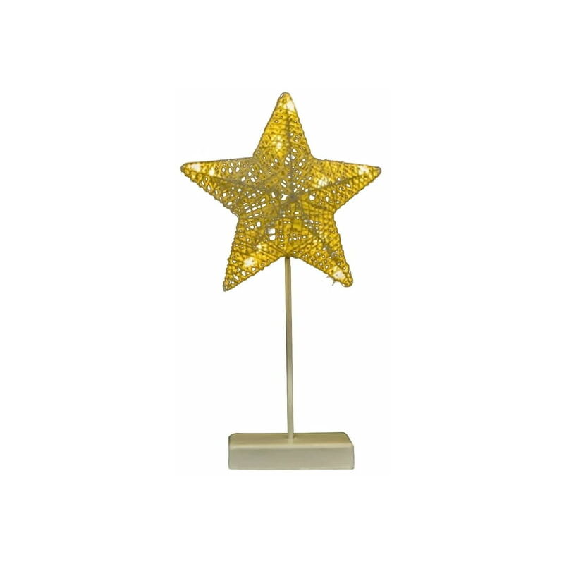 Étoile lumineuse en papier 48 cm, blanche sur pied cuivré