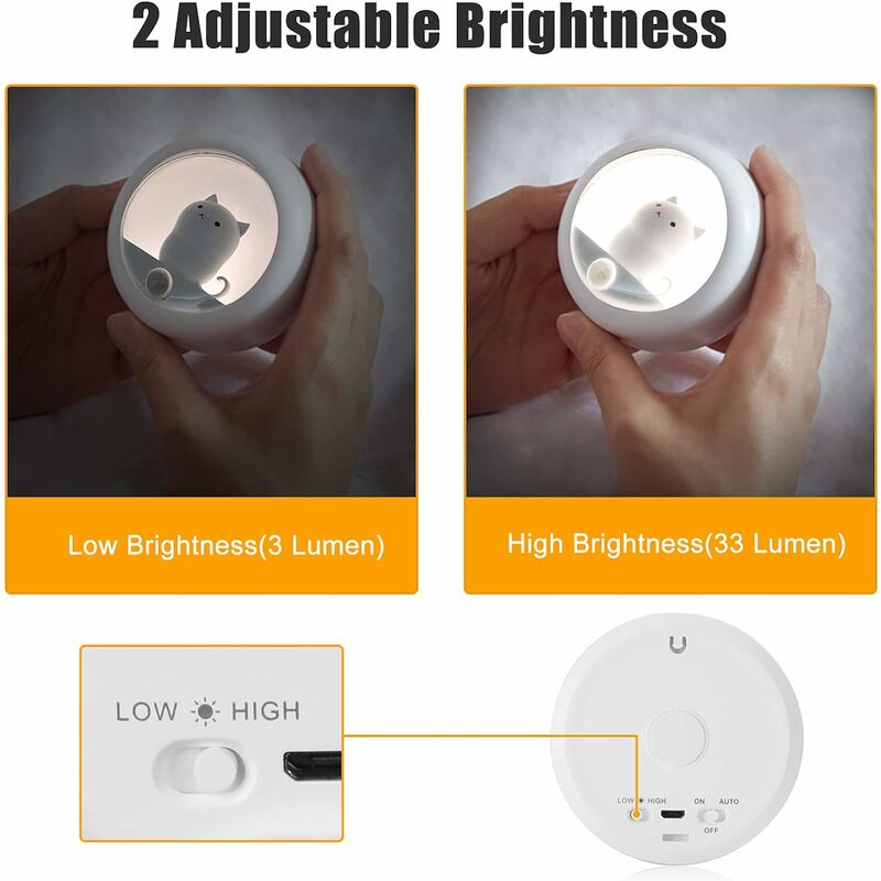 Lumière de nuit led, lampe de détecteur de mouvement intérieur magnétique  avec tampons adhésifs gratuits, Stick Anywhere, capteur sans fil