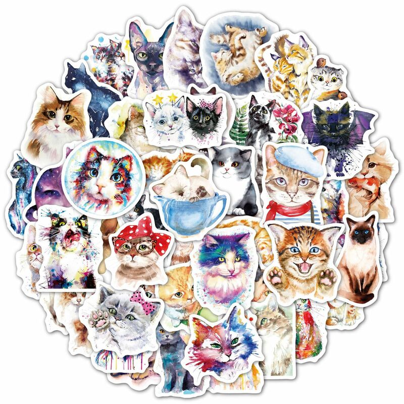 100PCS Autocollants Chat Noir, Autocollants Mignons, Autocollants