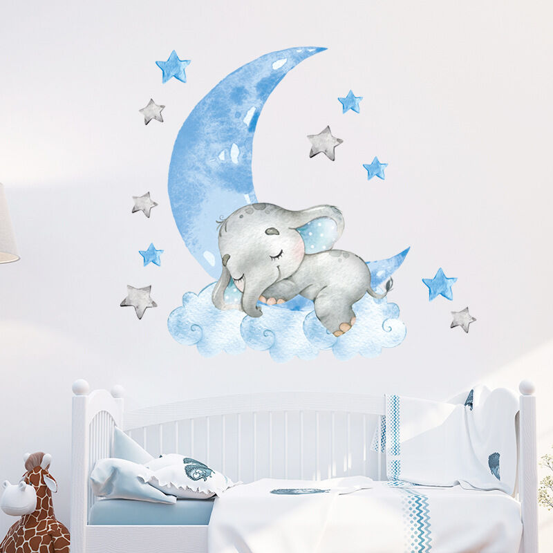 Stickers chambre bébé Animaux qui dorment sur la lune