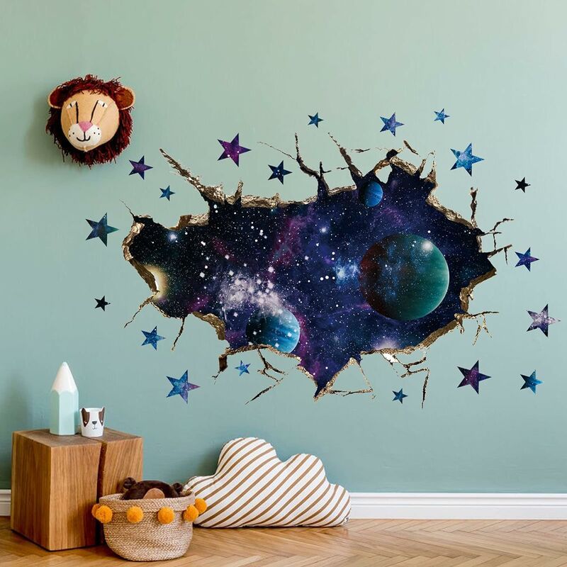 Acheter 1 Ensemble Autocollant mural Ajouter Ambient Imperméable PVC  Astronaute Star Autocollants mur extérieur