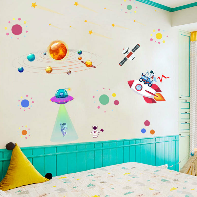 Acheter Effet 3D magnifique espace galaxie astronaute enfants garçon enfants  pépinière chambre de bébé Stickers muraux décor de plafond amovible  Stickers muraux