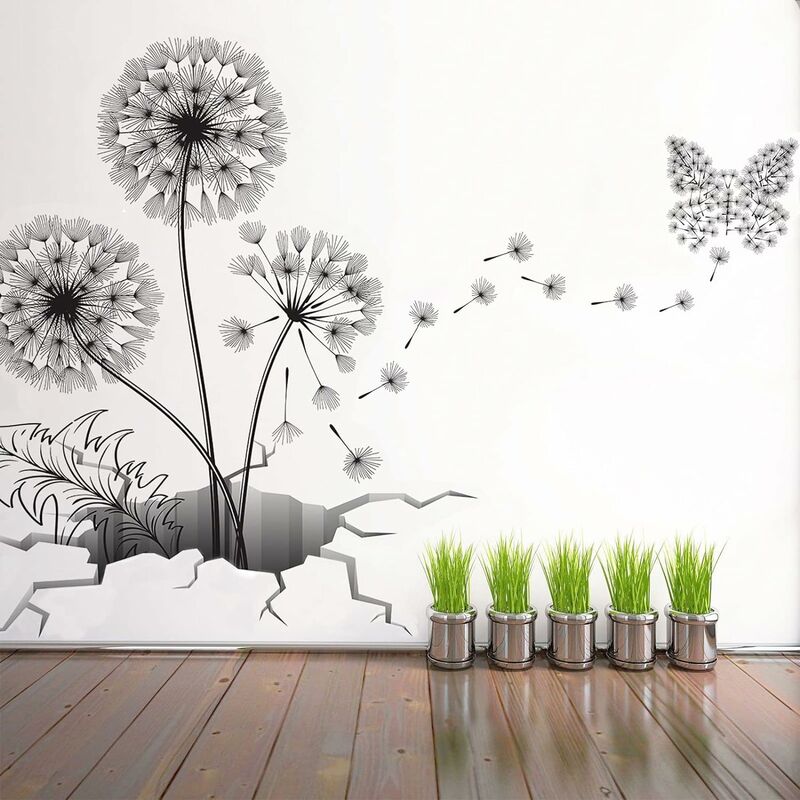 Pendaison Creative amovible bricolage fleurs colorées vigne papillon volant  Wall stickers imperméable DIY oiseau volant mur