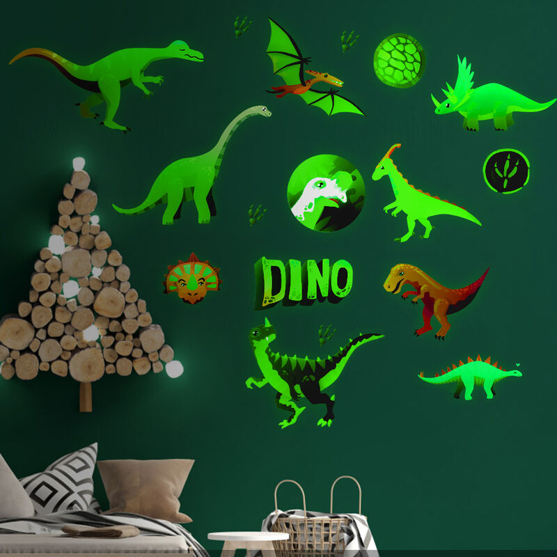 Shengou Stickers Dinosaure,Etoile Phosphorescente,Stickers Muraux  Dinosaures,Lum