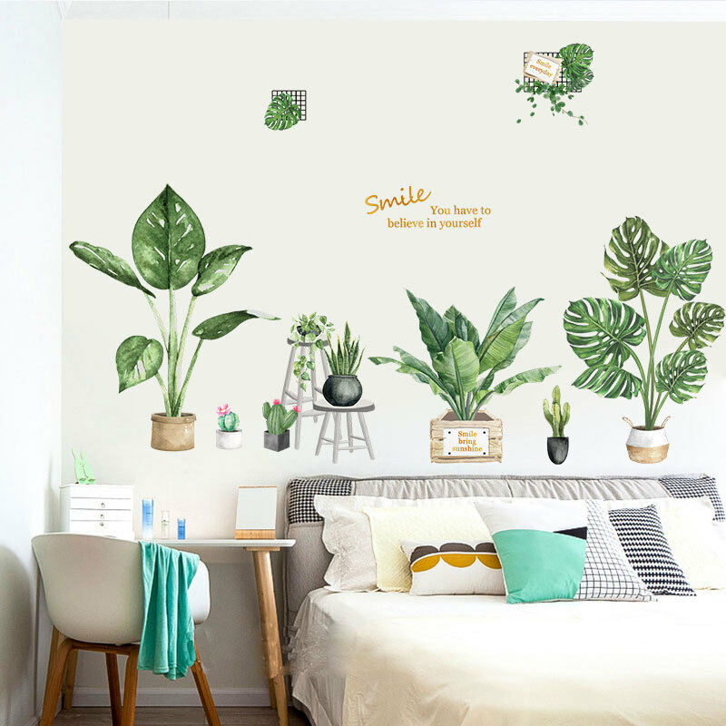 1 ensemble cadre en fer plante verte autocollant mural plantes en