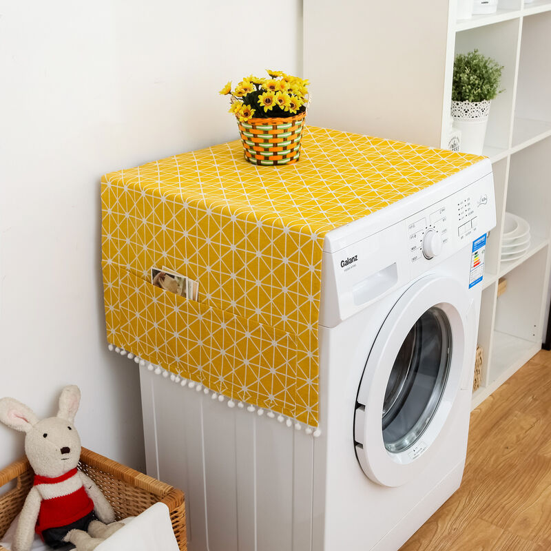 Couverture anti-poussière pour réfrigérateur Housse pour machine à laver  avec poche de rangement Couverture solaire universelle Cuisine Décoration  de Noël jaune