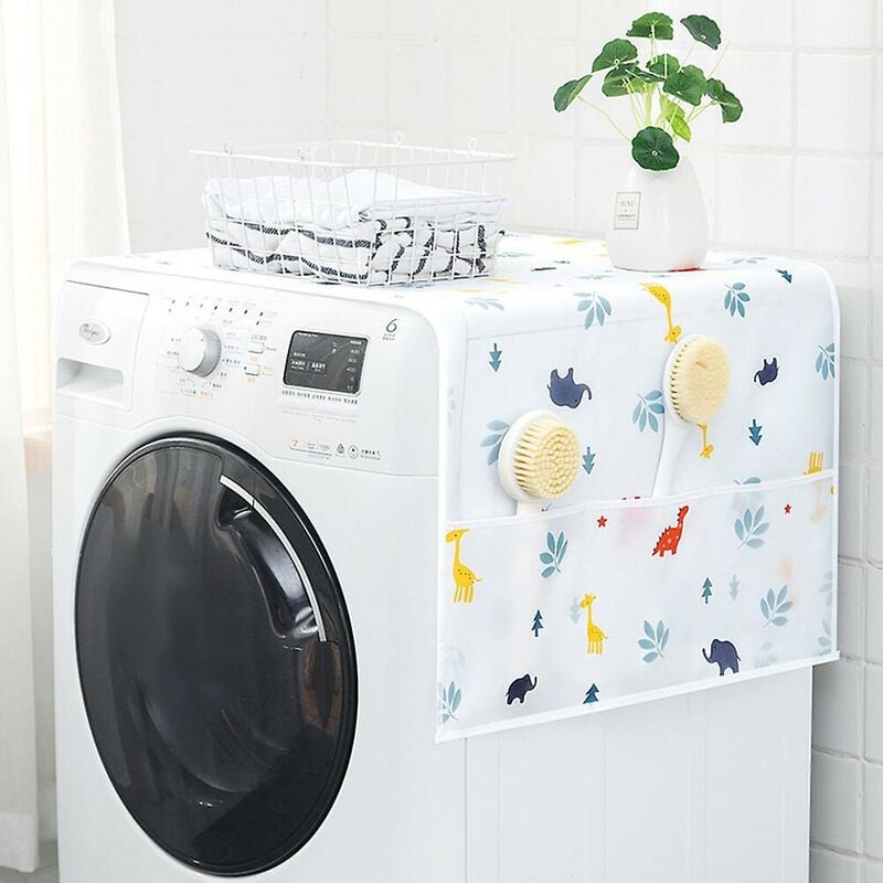 Housse anti-poussière multifonctionnelle pour machine à laver, housse anti- poussière pour réfrigérateur sèche-linge avec sac de rangement latéral