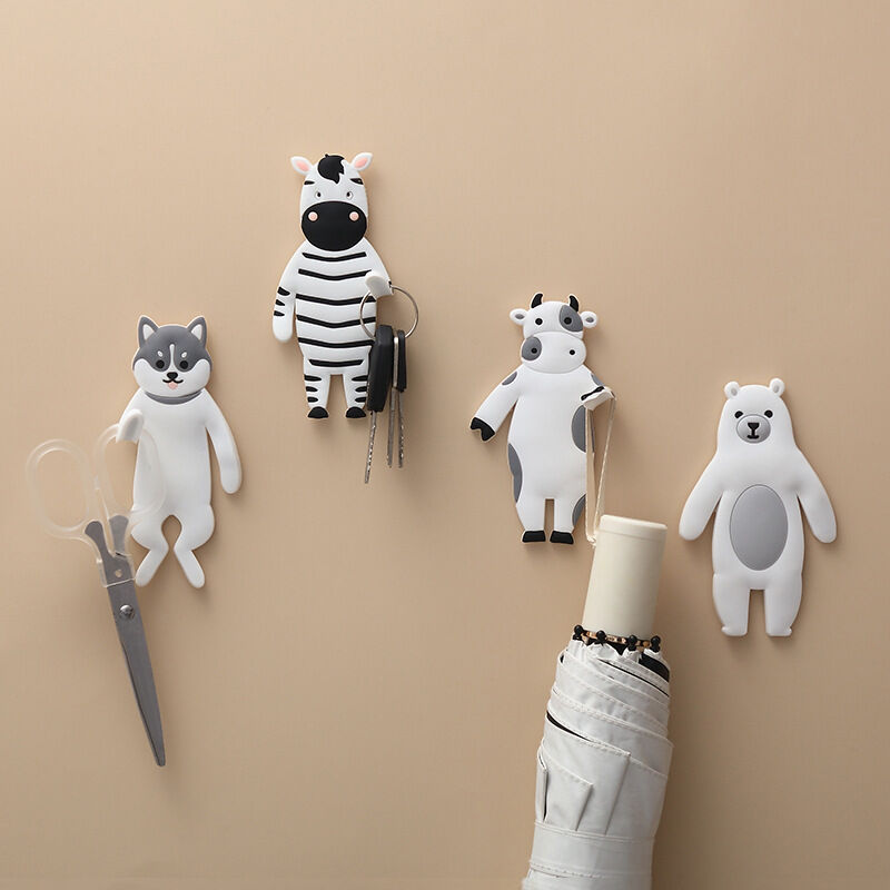 Crochet mural en forme d'animaux mignons, pour clés, parapluie