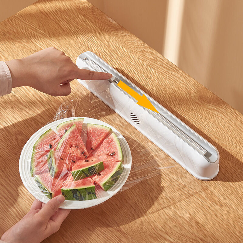distributeur de film plastique magnétique avec coupe-glissière coupe-film  alimentaire abs robuste réutilisable vert