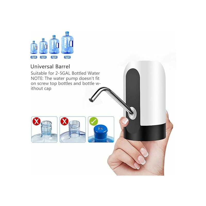 PUDHOMS Distributeur d'eau de 5 gallons – Pompe à eau à chargement USB pour  bouteille de 18 litres – Pompe à bouteille d'eau universelle –