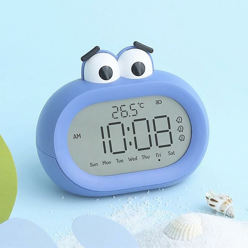 Réveil de dessin animé avec horloge de table numérique rétroéclairée avec  affichage de la température1pcs-bleu
