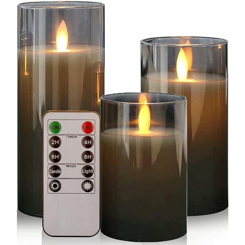6 pièces bougies coniques sans flamme en cire véritable ivoire, bougie sans  flamme à piles avec télécommande, bougie LED à mèche 3D de 9,6 , bougie  sans flamme vacillante parfaite pour la
