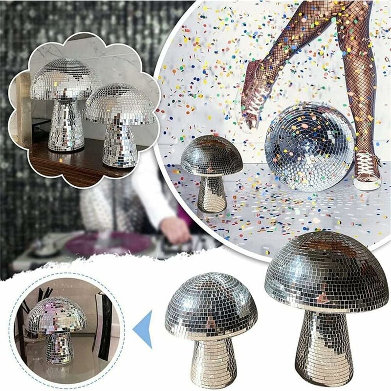 Champignon disco boule miroir verre brique fait main brillant
