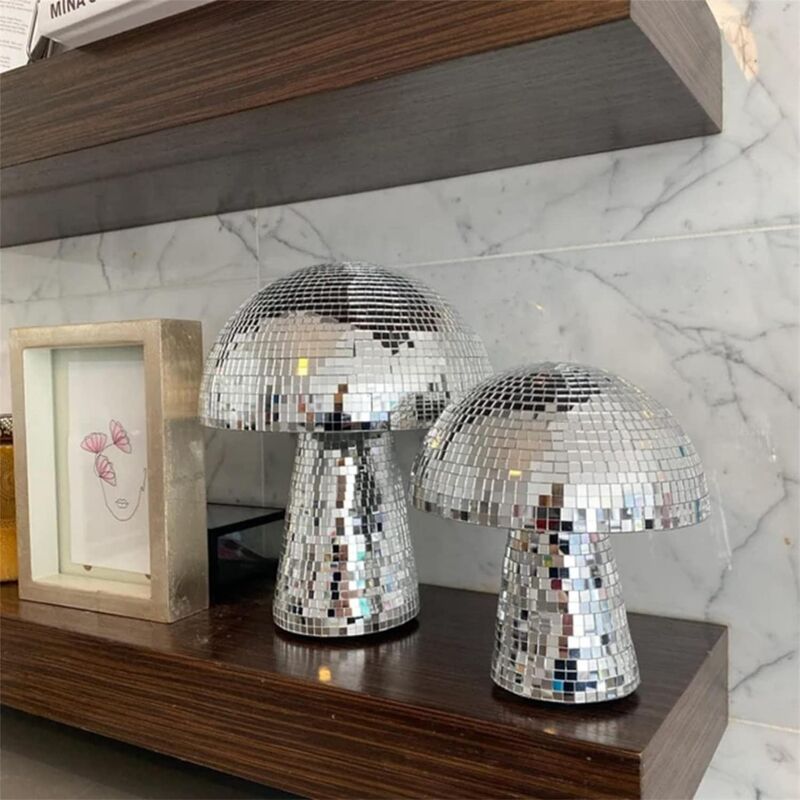 QWCZY Boule disco en forme de champignon, réflecteur à paillettes, boule  disco miroir en forme de champignon, décoration d'intérieur pour fête