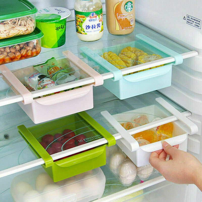 Cuisine Réfrigérateur Organisateurs Rack de Rangement Congélateur Étagère  Porte-bagages Cuisine Espace Économiseur d'espace Paniers d'organisation  Compatible avec les légumes et les fruits