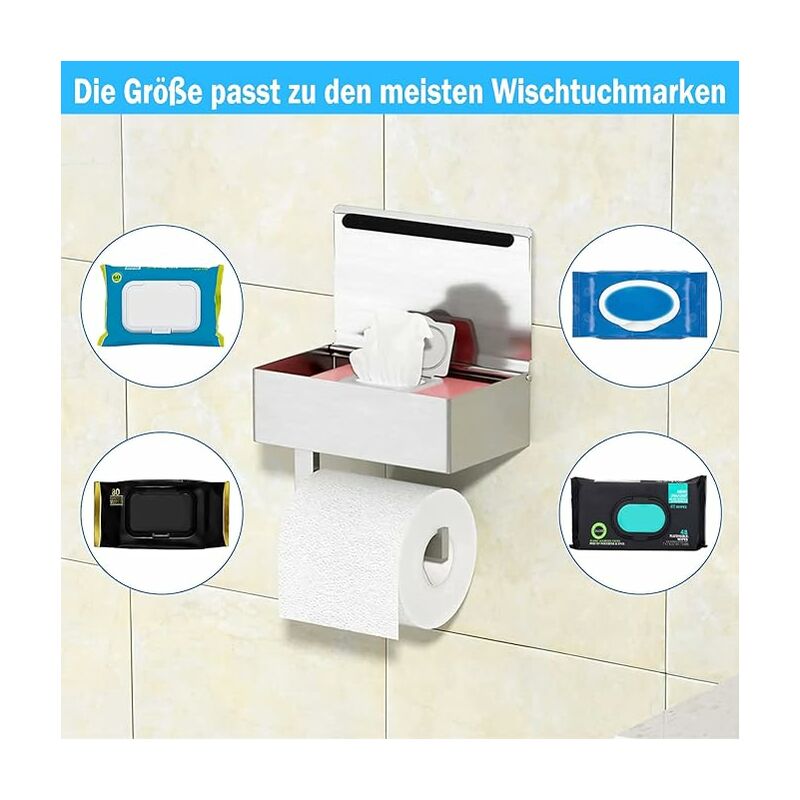 Porte-papier toilette avec étagère pour lingettes hygiéniques - 2 en 1,  WENKO, WENKO
