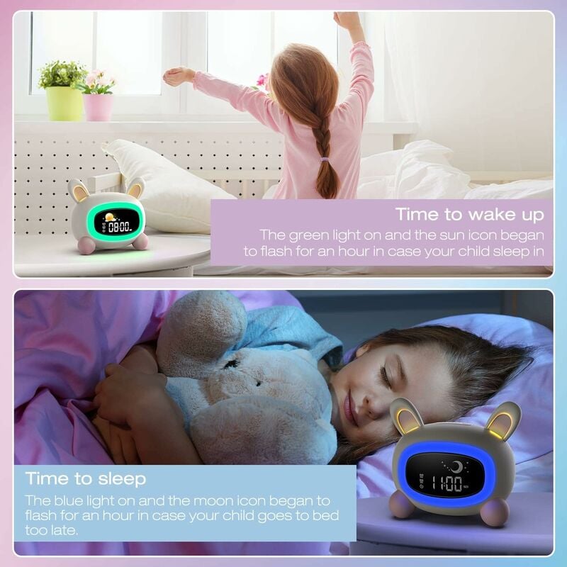 MONODEAL Réveil Enfant Lumineux LED, Réveil en USB Charge