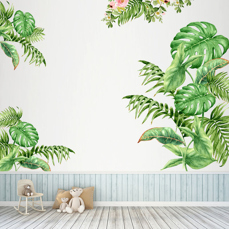 wondever Stickers Muraux Plantes Tropicale Vertes Autocollants Muraux Mural  Stickers Feuille de Palmier pour Salon Chambre Bureau : : Bricolage