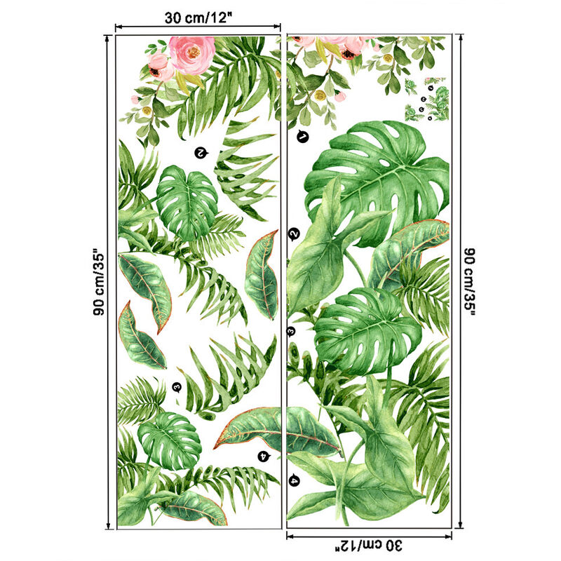 Superdant stickers muraux plantes tropicales plantes vertes stickers muraux  feuilles de palmier art mural décor fenêtre autocollants pour chambre salon  chambre décoration de fête à thème tropical en gros pour création de