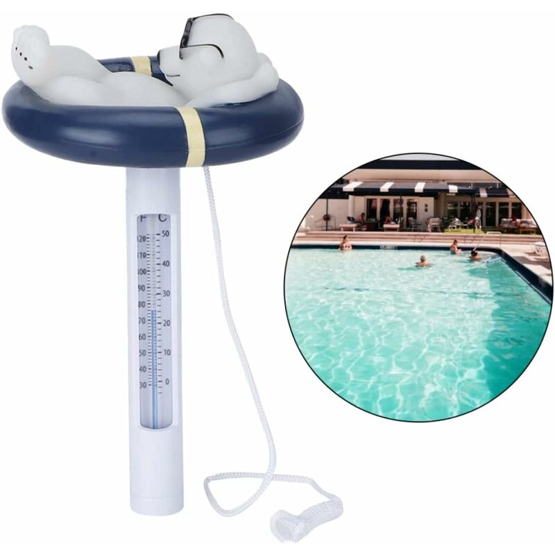 Acheter Thermomètre de piscine flottant en forme d'ours polaire, thermomètre  de température de l'eau avec ficelle pour