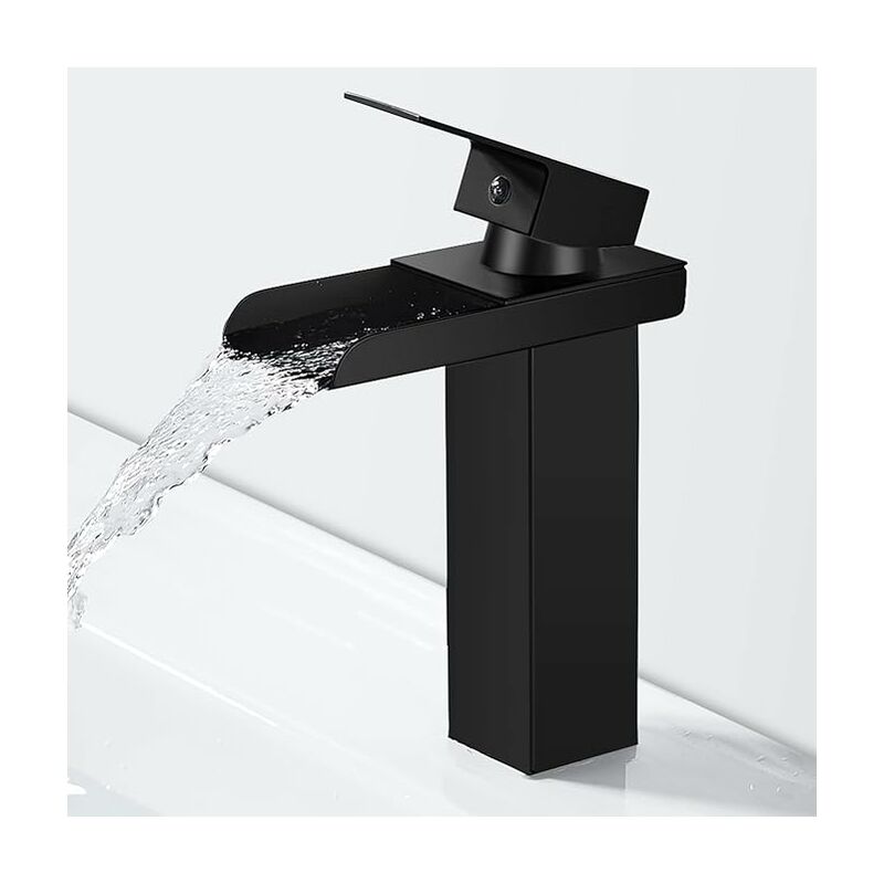 Robinets, robinet de cuisine salle de bain cascade bassin évier robinet  noir robinets laiton bain robinet eau chaude froide mitigeur vanité robinet  pont monté lavabo robinet/chrome B : : Bricolage