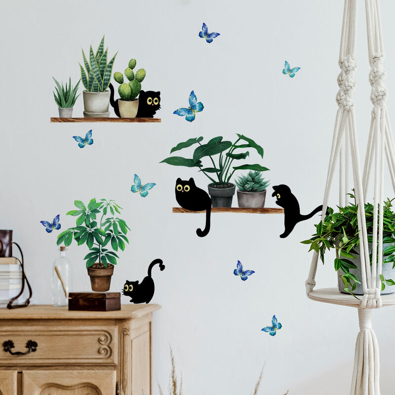 1pc Art Sticker Mural, Herbe Chat Papillon Motif Autocollants Muraux  Autocollants, Chambre Entrée Salon Porche Décoration De La Maison Stickers  Muraux, Autocollants Amovibles, Décalcomanies De Décoration Murale - Temu  France