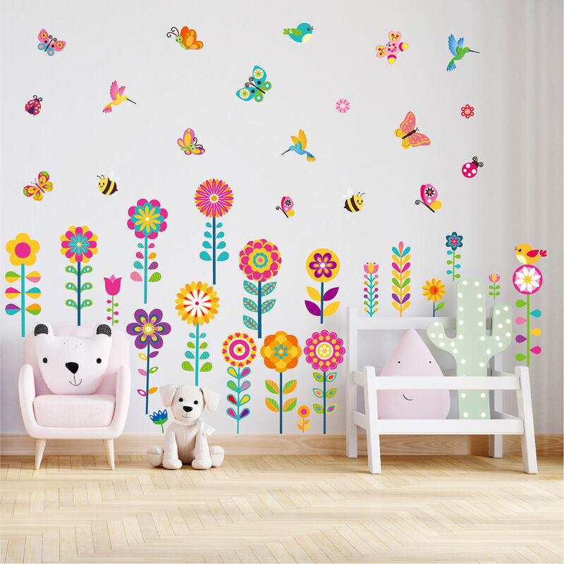 Un lot de Stickers Muraux oiseaux branches d'Arbre fleurs papillons  Autocollants Muraux pour Chambre salon bureau