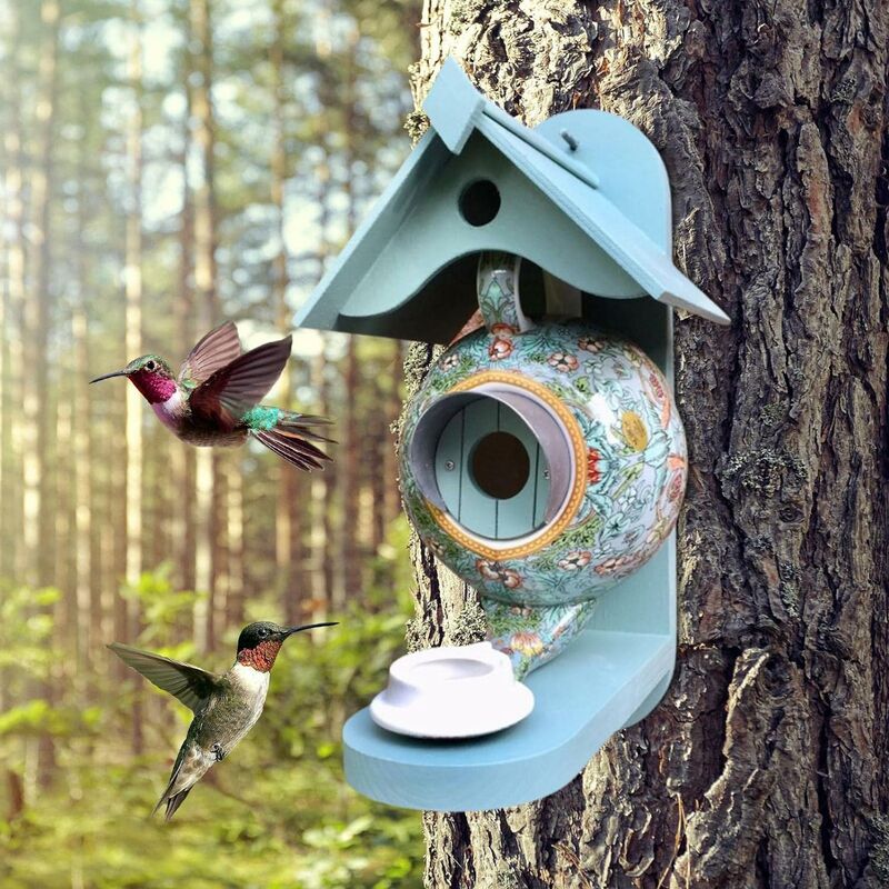 Maison de colibri en bois, mangeoire à oiseaux, maison de colibri-cadeau  pour le