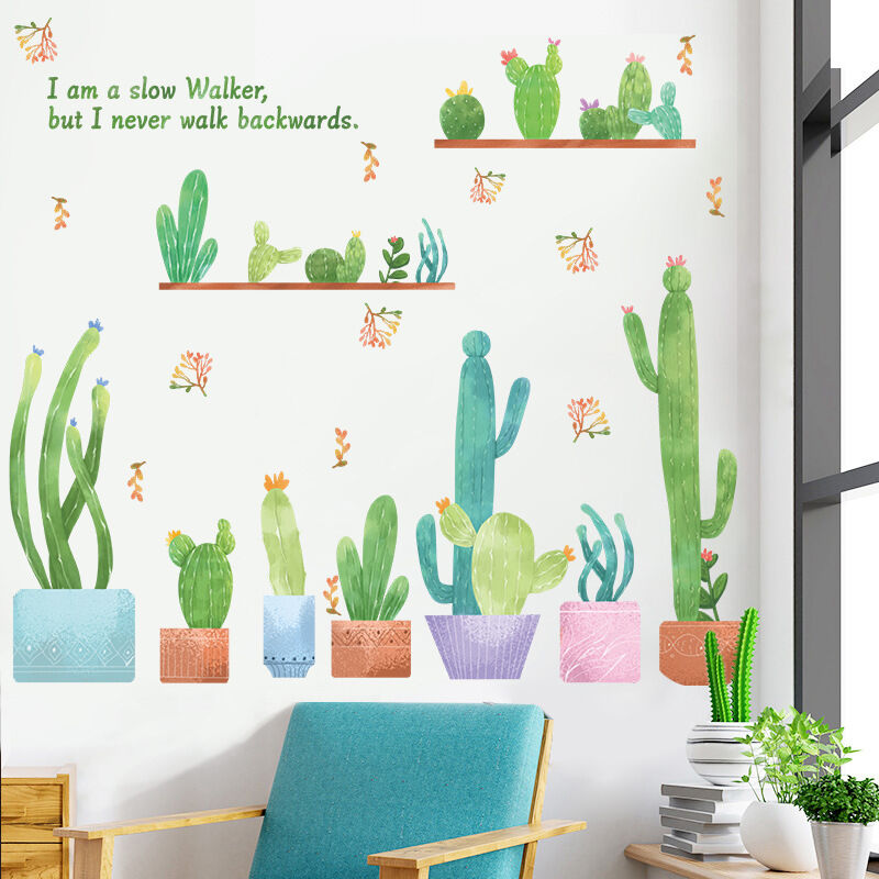 Autocollants de Fenêtre de Plantes,Fleur Sticker Pour Vitre,Cactus en Pot  Art Mural,Stickers décoratifs au Motif Plantes Suspendues,7 pièces pour  salon chambre porte en verre