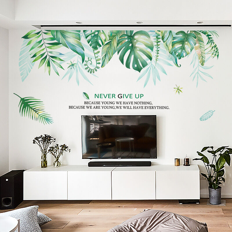 Un lot de Stickers muraux plantes tropicales,autocollant sticker mural pour  salon chambre cuisine salle de bains