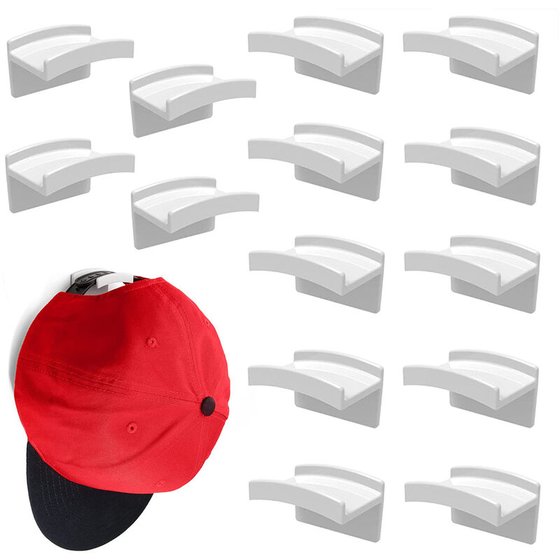 Lot de 12 crochets à chapeau auto-adhésifs pour casquette de