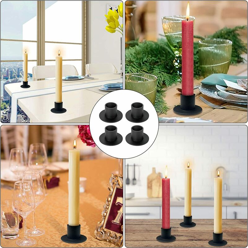 Bougeoir Tige Bougie, 36 pièces de Bec de Bougie en métal, Inserts de Bougie  du Jeu de Chandeliers, bougeoirs décoratifs pour Bougies d'arbre, Bougies  de Table et Bougies Chauffe-Plat Noir : 