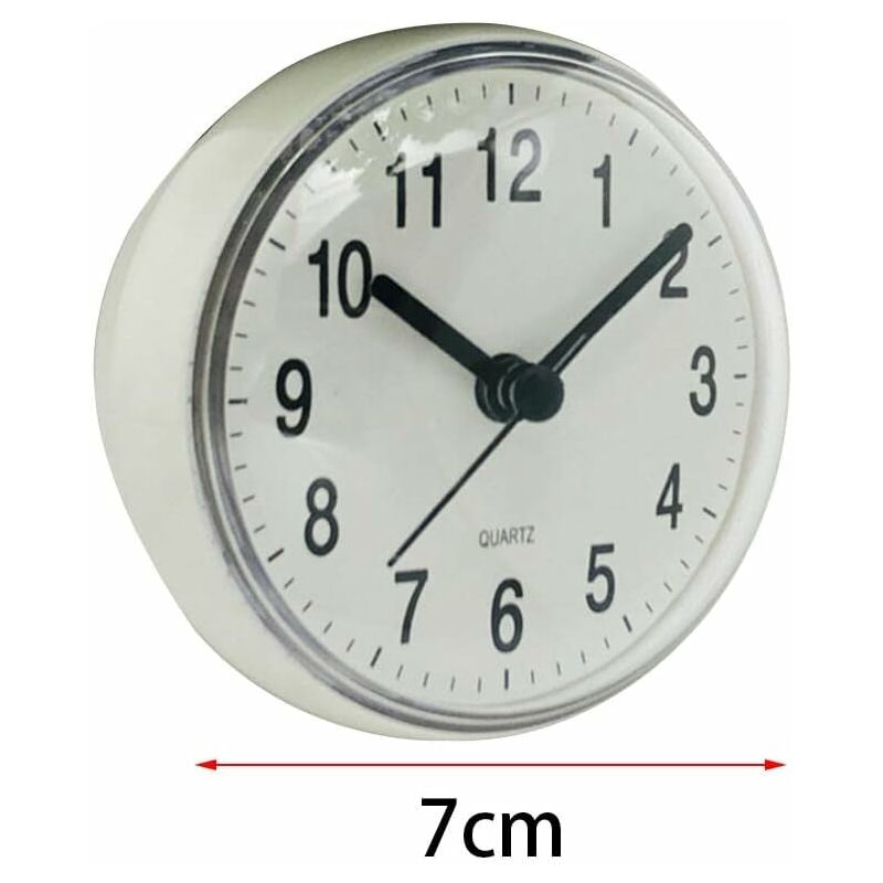 Horloge Uxcell Mini horloge de salle de bain étanche - avec ventouse - 75mm  Blanc