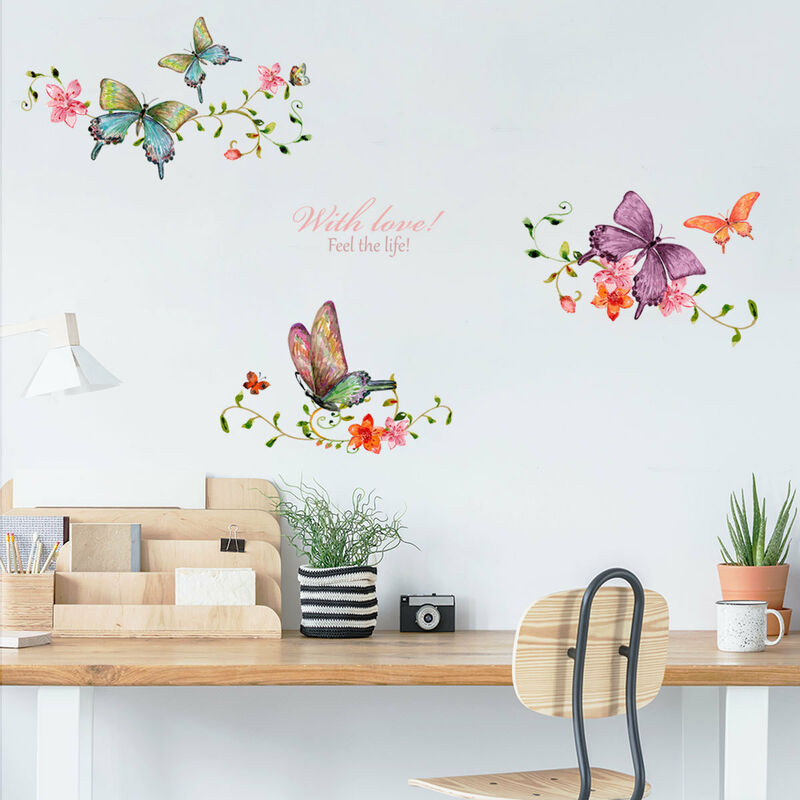 Vente / achat Sticker Papillon Et Fleurs -sticker328 -57*98 cm